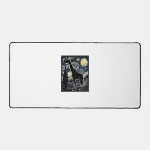 Vintage Giraffe Starry Night Engraving Shirt_1 Desk Mat