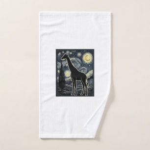 Vintage Giraffe Starry Night Engraving Shirt_1 Hand Towel