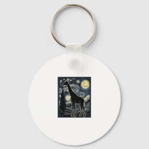 Vintage Giraffe Starry Night Engraving Shirt_1 Key Ring