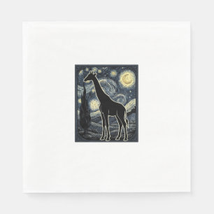 Vintage Giraffe Starry Night Engraving Shirt_1 Napkin