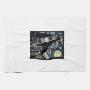Vintage Giraffe Starry Night Engraving Shirt_1 Tea Towel