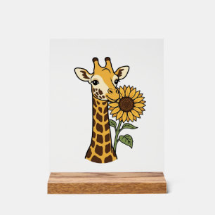 Vintage Giraffe Sunflower Vector Design_1 Acrylic Sign