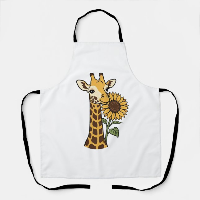 Vintage Giraffe Sunflower Vector Design_1 Apron (Front)