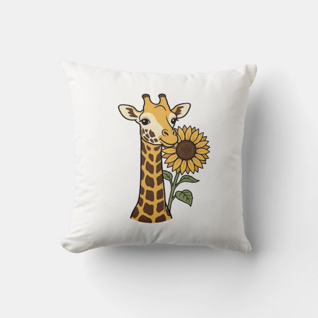 Vintage Giraffe Sunflower Vector Design_1 Cushion (Front)