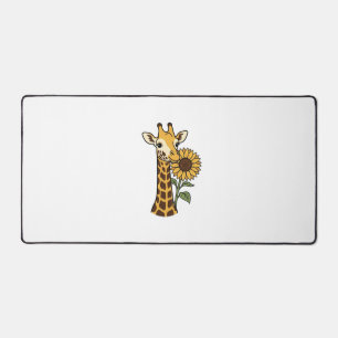 Vintage Giraffe Sunflower Vector Design_1 Desk Mat