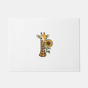 Vintage Giraffe Sunflower Vector Design_1 Doormat