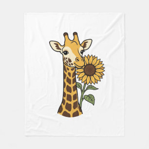 Vintage Giraffe Sunflower Vector Design_1 Fleece Blanket