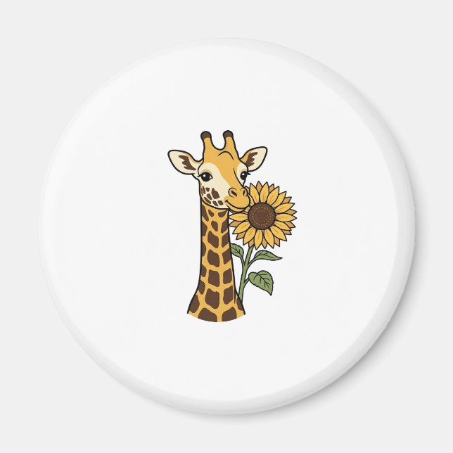 Vintage Giraffe Sunflower Vector Design_1 Magnet (Front)