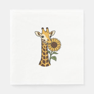 Vintage Giraffe Sunflower Vector Design_1 Napkin