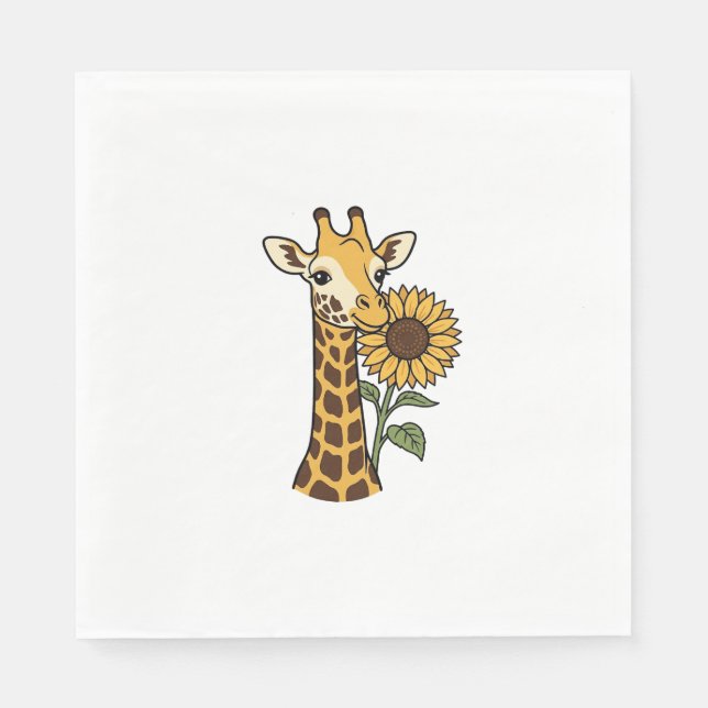 Vintage Giraffe Sunflower Vector Design_1 Napkin (Front)