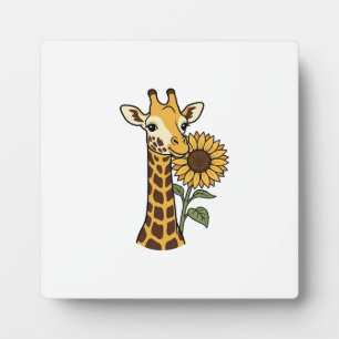 Vintage Giraffe Sunflower Vector Design_1 Plaque