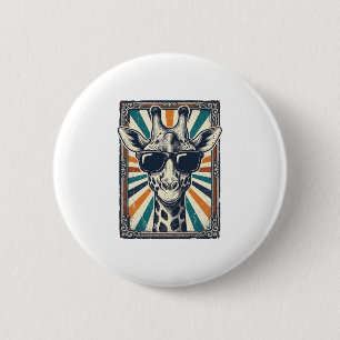 Vintage Giraffe Sunglasses 6 Cm Round Badge