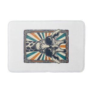 Vintage Giraffe Sunglasses Bath Mat