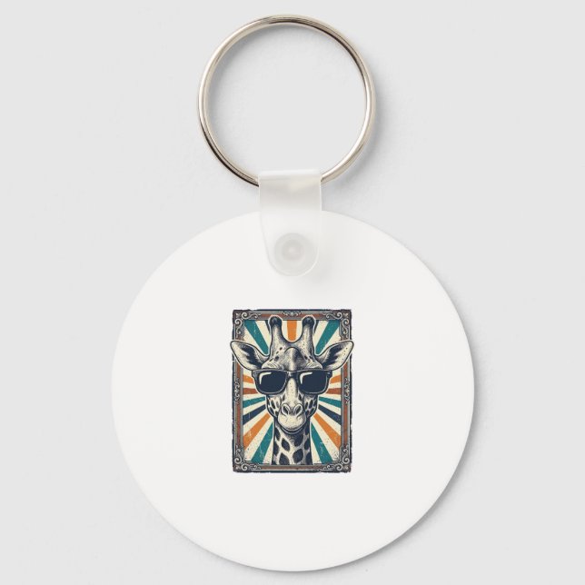 Vintage Giraffe Sunglasses Key Ring (Front)