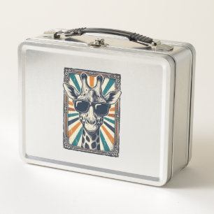 Vintage Giraffe Sunglasses Metal Lunch Box