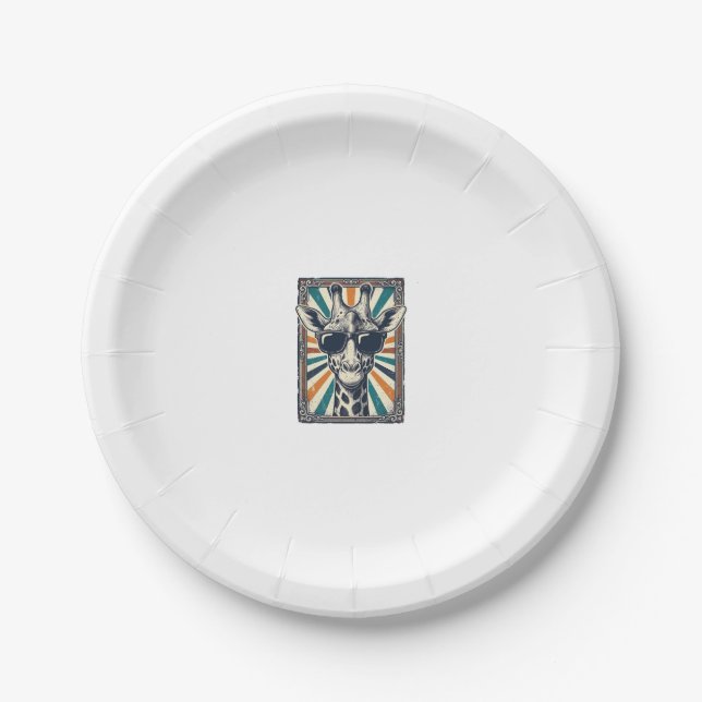 Vintage Giraffe Sunglasses Paper Plate (Front)