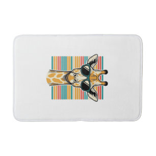 Vintage Giraffe Sunglasses Retro Stripe Vector Des Bath Mat