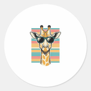 Vintage Giraffe Sunglasses Retro Stripe Vector Des Classic Round Sticker
