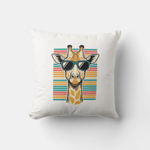 Vintage Giraffe Sunglasses Retro Stripe Vector Des Cushion