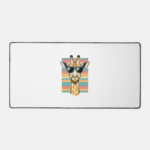 Vintage Giraffe Sunglasses Retro Stripe Vector Des Desk Mat
