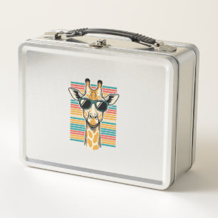 Vintage Giraffe Sunglasses Retro Stripe Vector Des Metal Lunch Box