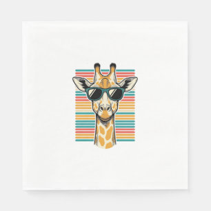 Vintage Giraffe Sunglasses Retro Stripe Vector Des Napkin