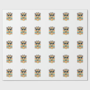 Vintage Giraffe Sunglasses Retro Stripe Vector Des Wrapping Paper