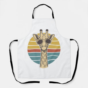 Vintage Giraffe Sunglasses Retro Sunset Vector Des Apron