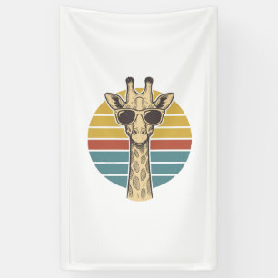 Vintage Giraffe Sunglasses Retro Sunset Vector Des Banner