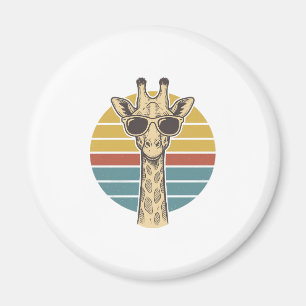 Vintage Giraffe Sunglasses Retro Sunset Vector Des Magnet