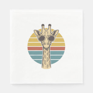 Vintage Giraffe Sunglasses Retro Sunset Vector Des Napkin