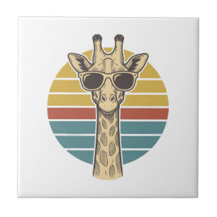 Vintage Giraffe Sunglasses Retro Sunset Vector Des Tile