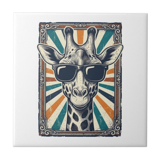 Vintage Giraffe Sunglasses Tile (Front)