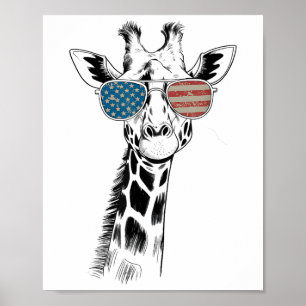 Vintage Giraffe Sungles 4th Of July Men & Wome Poster