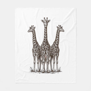Vintage Giraffe Sunset Engraving Safari Shirt_1 Fleece Blanket