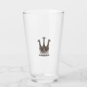 Vintage Giraffe Sunset Engraving Safari Shirt_1 Glass