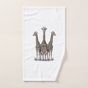 Vintage Giraffe Sunset Engraving Safari Shirt_1 Hand Towel