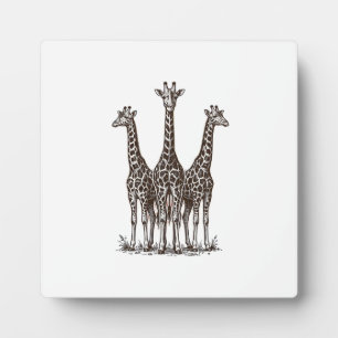 Vintage Giraffe Sunset Engraving Safari Shirt_1 Plaque