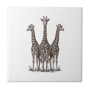 Vintage Giraffe Sunset Engraving Safari Shirt_1 Tile