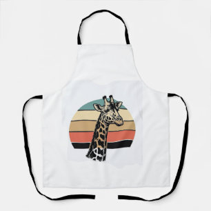 Vintage Giraffe Sunset Safari Vector Shirt Design Apron
