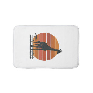Vintage Giraffe Sunset Safari Vector Shirt Design_ Bath Mat