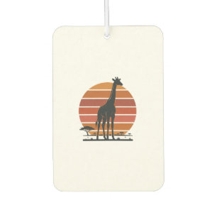 Vintage Giraffe Sunset Safari Vector Shirt Design_ Car Air Freshener
