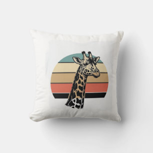 Vintage Giraffe Sunset Safari Vector Shirt Design  Cushion