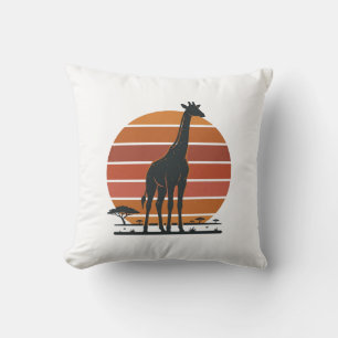 Vintage Giraffe Sunset Safari Vector Shirt Design_ Cushion