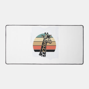 Vintage Giraffe Sunset Safari Vector Shirt Design Desk Mat