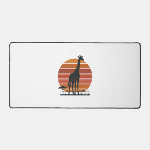 Vintage Giraffe Sunset Safari Vector Shirt Design_ Desk Mat