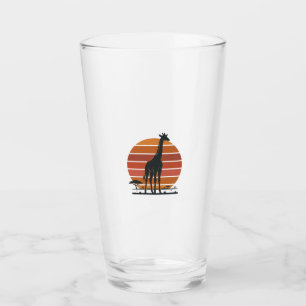 Vintage Giraffe Sunset Safari Vector Shirt Design_ Glass