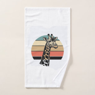 Vintage Giraffe Sunset Safari Vector Shirt Design Hand Towel