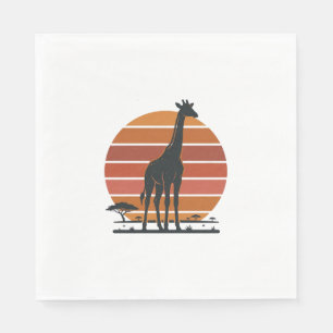 Vintage Giraffe Sunset Safari Vector Shirt Design_ Napkin