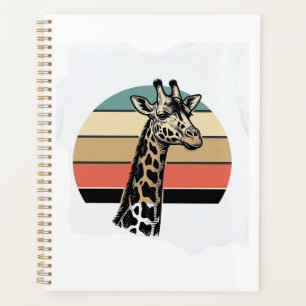 Vintage Giraffe Sunset Safari Vector Shirt Design Planner